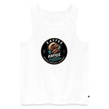 Kaffee Diskussion - modern - Männer Premium Bio Tank Top - Weiß - Vorne - Michal (187cm)