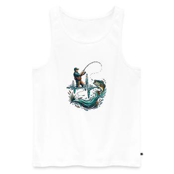 Pêche au battement de cœur Pêcheur ECG Poisson - Débardeur bio Premium Homme - blanc - Devant - Michal (187cm)