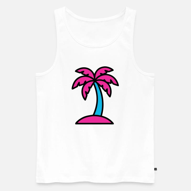 Neon Palm Tree 90s Vaporwave - Men's Premium Organic Tank Top - white