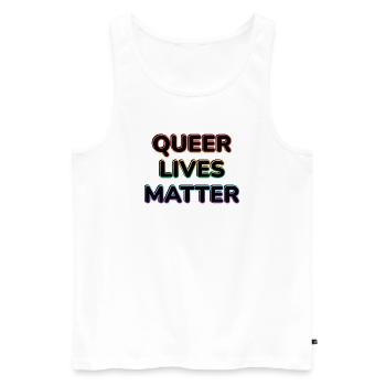 Queer Lives Matter Regenbogen-Neon - Männer Premium Bio Tank Top - Weiß - Vorne - Michal (187cm)