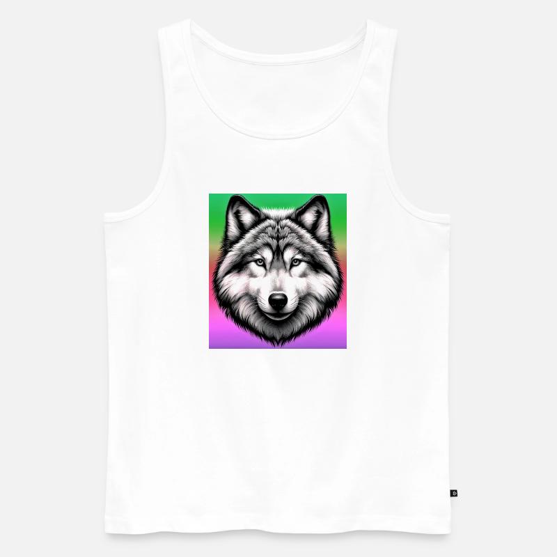 Wolf - Männer Premium Bio Tank Top - Weiß