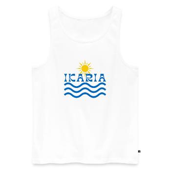 Ikaria Sun & Waves - Men's Premium Organic Tank Top - white - Front - AI Model Male 178 light (178cm)