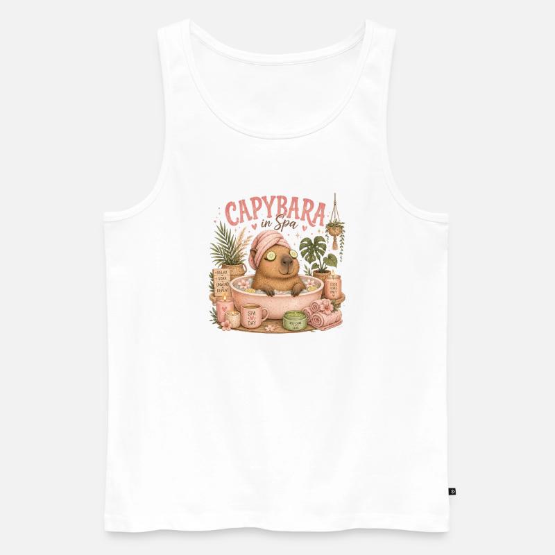 Capybara Spa Auszeit - Männer Premium Bio Tank Top - Weiß