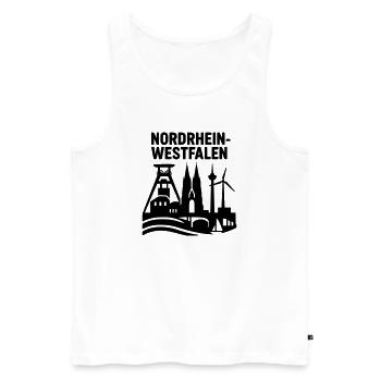 Nordrhein Westfalen NRW Wahrzeichen Silhouette  - Männer Premium Bio Tank Top - Weiß - Vorne - Michal (187cm)