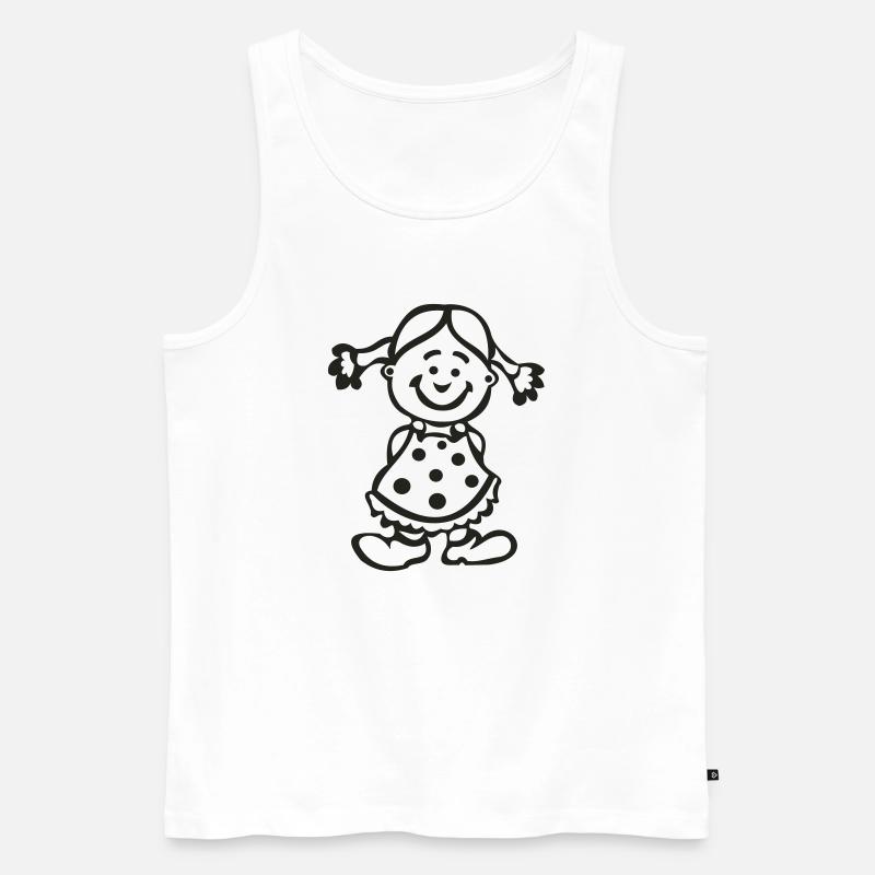 Fröhliches Mädchen mit Punktenkleid - Männer Premium Bio Tank Top - Weiß