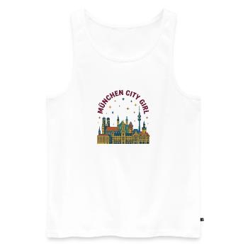 Skyline des filles de la ville de Munich - Débardeur bio Premium Homme - blanc - Devant - AI Model Male 178 light (178cm)