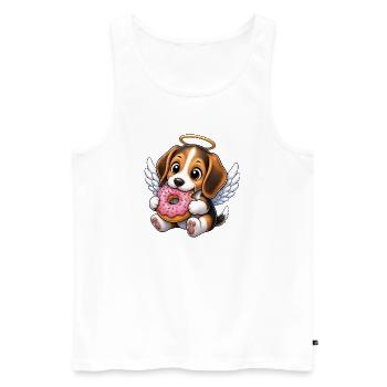 Cute Beagle Angel with Wings Cartoon Donut - Men's Premium Organic Tank Top - white - Front - Michal (187cm)