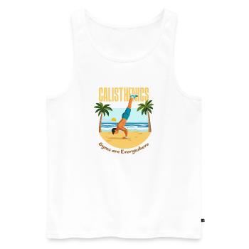 La calisthénie sur la plage - Débardeur bio Premium Homme - blanc - Devant - Michal (187cm)