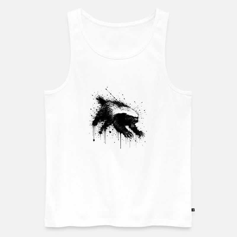 Honigdachs Splatter - Männer Premium Bio Tank Top - Weiß