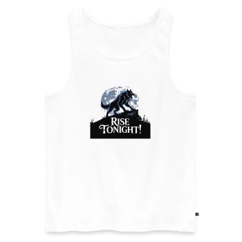 Lone Wolf Rise Tonight Mondgrafik - Männer Premium Bio Tank Top - Weiß - Vorne - AI Model Male 178 light (178cm)