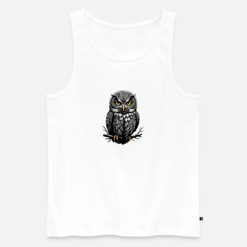 Eulenprint - Männer Premium Bio Tank Top - Weiß