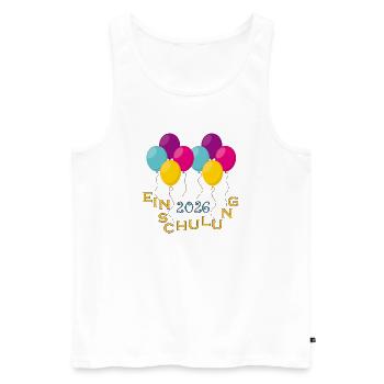 Inscription à l’école avec ballons colorés - Débardeur bio Premium Homme - blanc - Devant - Michal (187cm)
