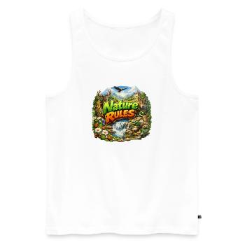 Nature Rules Aventure Faunique - Débardeur bio Premium Homme - blanc - Devant - Michal (187cm)
