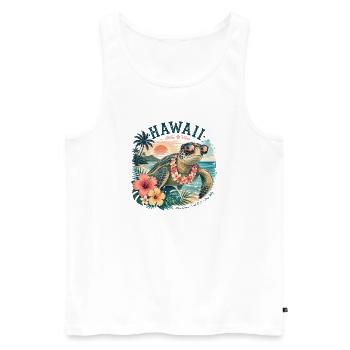Tortue hawaïenne avec lunettes de soleil - Débardeur bio Premium Homme - blanc - Devant - Michal (187cm)