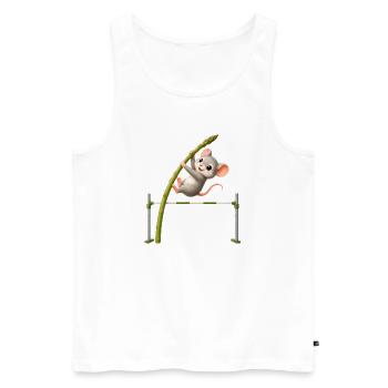 Funny Mouse Asparagus High Jump Cartoon - Men's Premium Organic Tank Top - white - Front - AI Model Male 178 light (178cm)