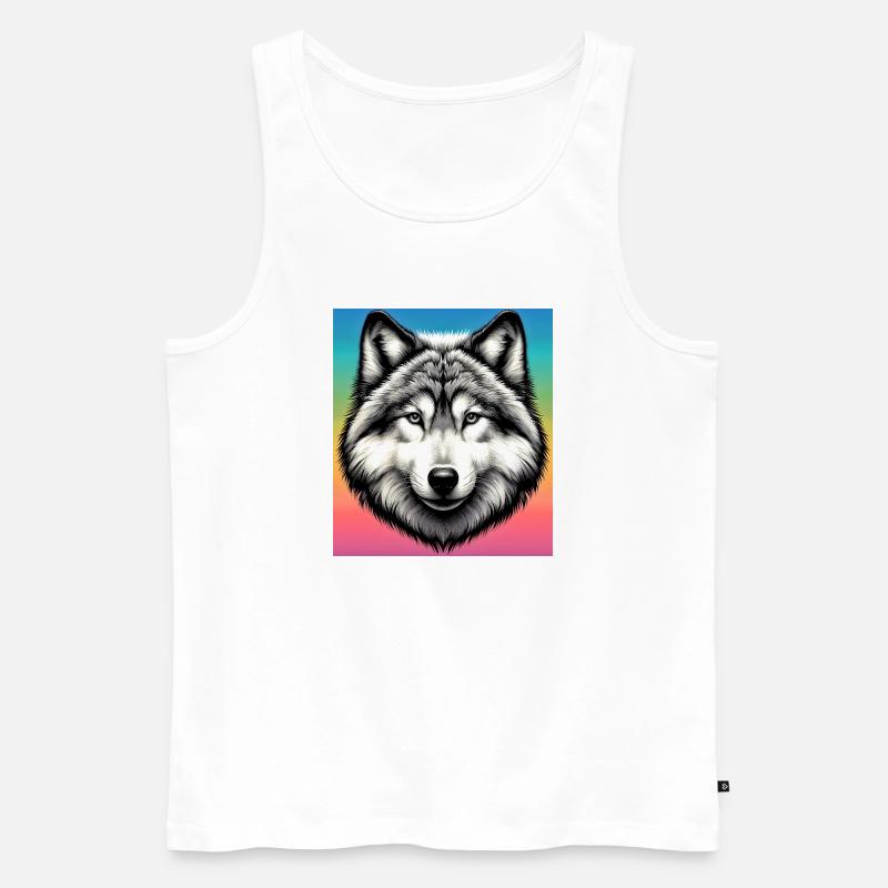 Wolf - Männer Premium Bio Tank Top - Weiß