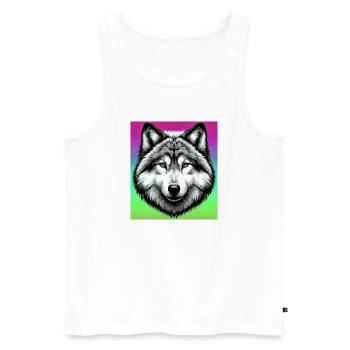 Wolf - Männer Premium Bio Tank Top - Weiß - Vorne - Michal (187cm)