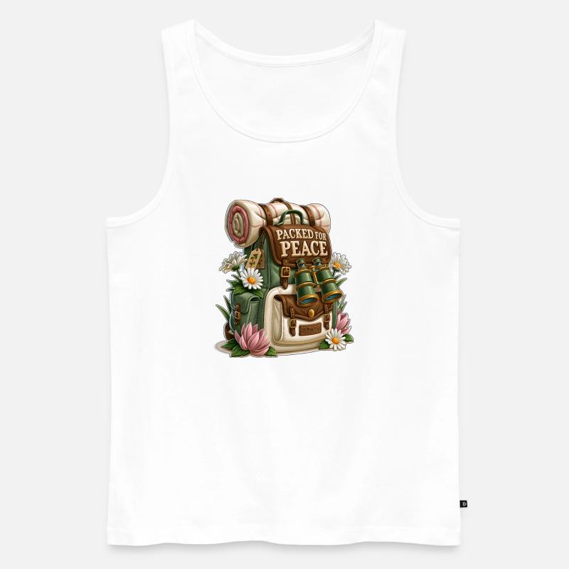 Packed for Peace Hiking Backpack - Men's Premium Organic Tank Top - white