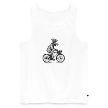 Cycling Moose in Suit - Men's Premium Organic Tank Top - white - Front - AI Model Male 178 light (178cm)