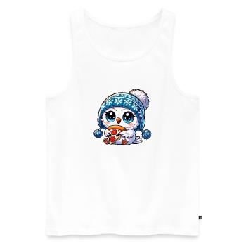 Süße Schneeeule mit Pizza Cartoon Fastfood - Männer Premium Bio Tank Top - Weiß - Vorne - Michal (187cm)