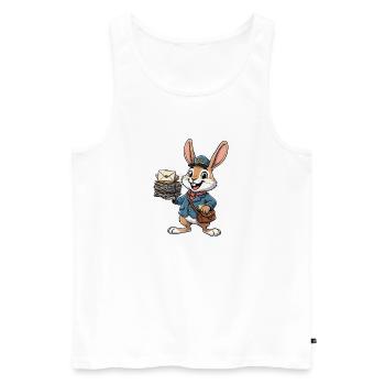 Hase als Postbote mit Briefstapel - Männer Premium Bio Tank Top - Weiß - Vorne - AI Model Male 178 light (178cm)