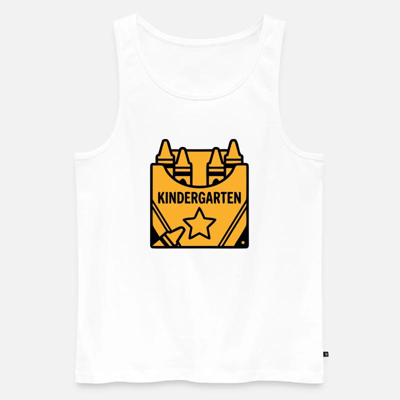 Wachsmalstifte Kindergarten Logo - Männer Premium Bio Tank Top - Weiß