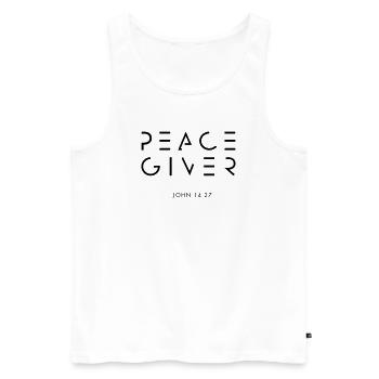 PEACEGIVER - Men's Premium Organic Tank Top - white - Front - AI Model Male 178 light (178cm)