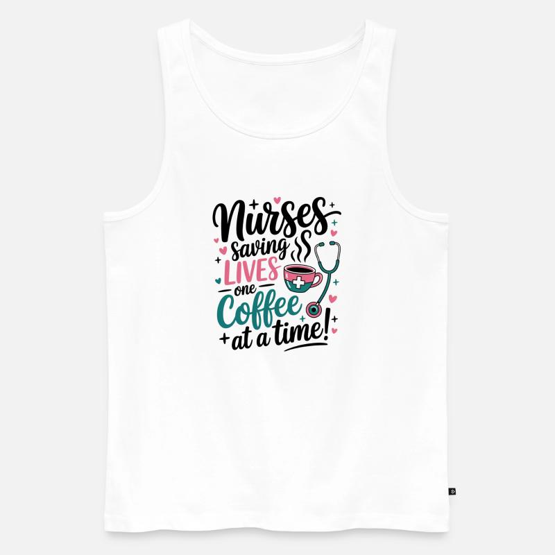 Kaffee rettet Leben Pflegekraft-Design - Männer Premium Bio Tank Top - Weiß
