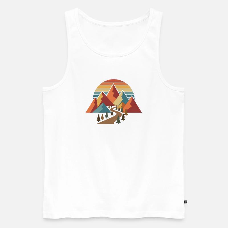 Retro-Wander-Bergabenteuer-Design - Männer Premium Bio Tank Top - Weiß