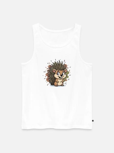 Cuddly Hedgehog Cartoon - Men's Premium Organic Tank Top - white