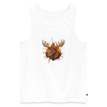 Moose head with orange splash - Men's Premium Organic Tank Top - white - Front - AI Model Male 178 light (178cm)
