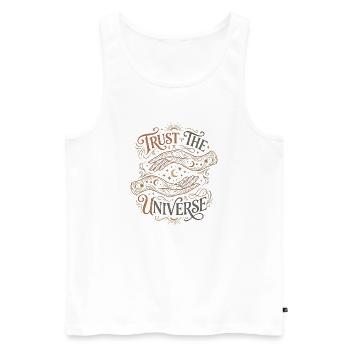 Trust in the universe - Men's Premium Organic Tank Top - white - Front - AI Model Male 178 light (178cm)