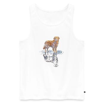 Golden Retriever Water Reflex - Men's Premium Organic Tank Top - white - Front - AI Model Male 178 light (178cm)