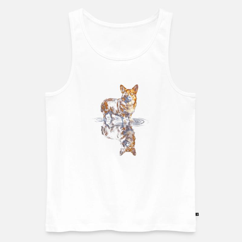 Wasserreflex Corgi - Männer Premium Bio Tank Top - Weiß