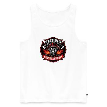 Status 4 Einsatzbereit Logo - Männer Premium Bio Tank Top - Weiß - Vorne - Michal (187cm)