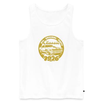 50. Geburtstag - Klassiker Musclecar 07/1976 - Männer Premium Bio Tank Top - Weiß - Vorne - Michal (187cm)