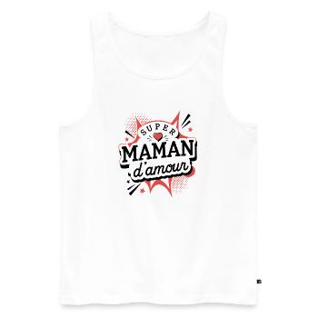 Super Maman d’Amour Style Pop Art - Débardeur bio Premium Homme - blanc - Devant - Michal (187cm)