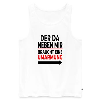 Umarmung: Rote Linie Schriftdesign - Männer Premium Bio Tank Top - Weiß - Vorne - Michal (187cm)