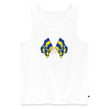 Gekreuzte Ameland-Flaggen – Inselstolz - Männer Premium Bio Tank Top - Weiß - Vorne - AI Model Male 178 light (178cm)