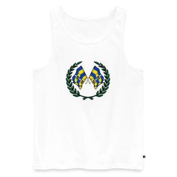 Ameland Lorbeerflaggen – Inselstolz - Männer Premium Bio Tank Top - Weiß - Vorne - AI Model Male 178 light (178cm)