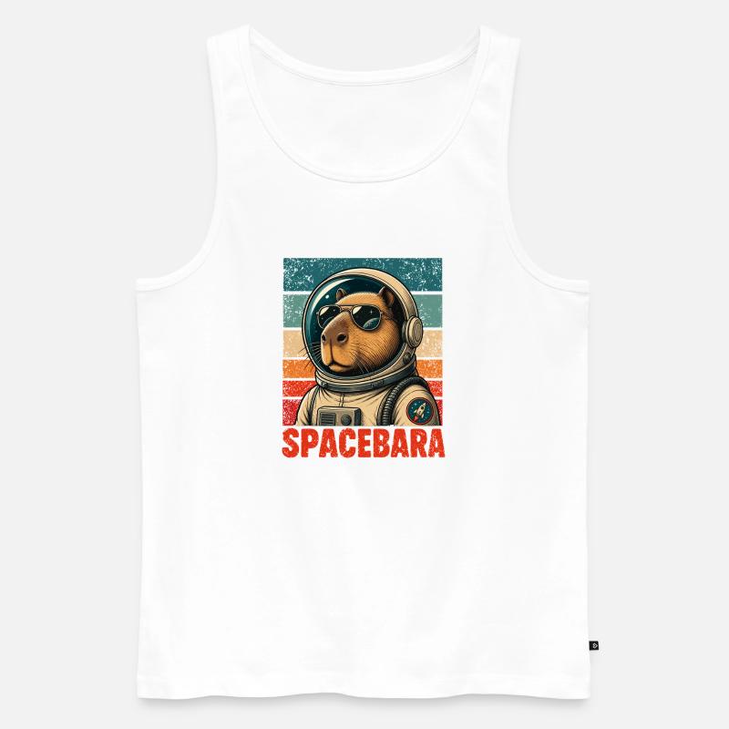 Spacebara Capybara Astronaut Space Retro - Débardeur bio Premium Homme - blanc