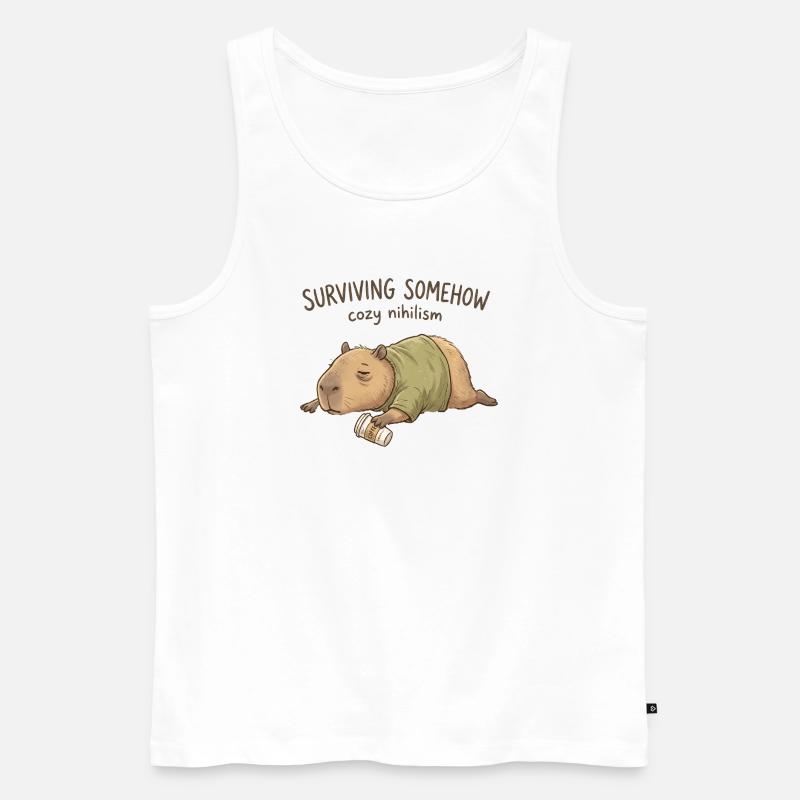 Kuscheliger Nihilismus Capybara - Männer Premium Bio Tank Top - Weiß