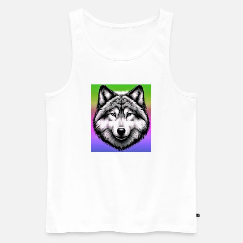 Wolf - Männer Premium Bio Tank Top - Weiß