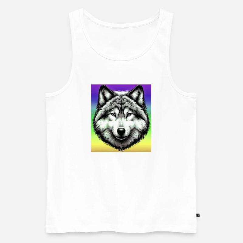 Wolf - Männer Premium Bio Tank Top - Weiß