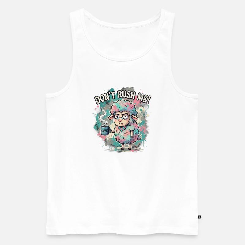 Dont Rush Me Kaffee Schaf Cartoon - Männer Premium Bio Tank Top - Weiß