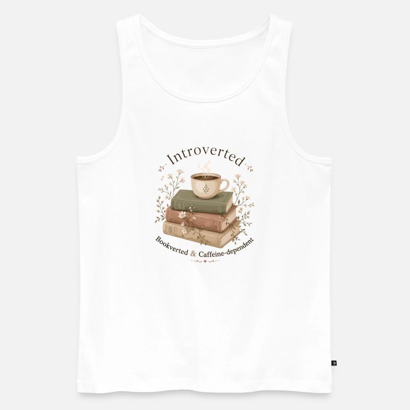 Introvertiert Bücher Kaffee Leseratte - Männer Premium Bio Tank Top - Weiß