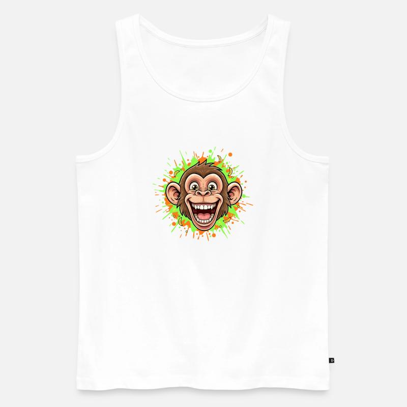 Lachender Affe Neon Splash - Männer Premium Bio Tank Top - Weiß
