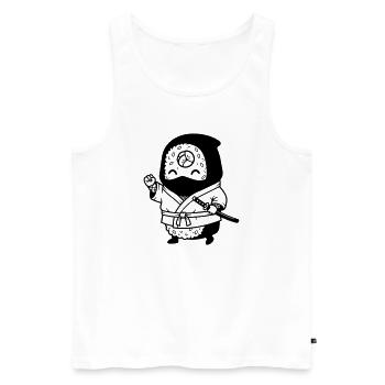 Sushi Samurai Kawaii - Débardeur bio Premium Homme - blanc - Devant - AI Model Male 178 light (178cm)