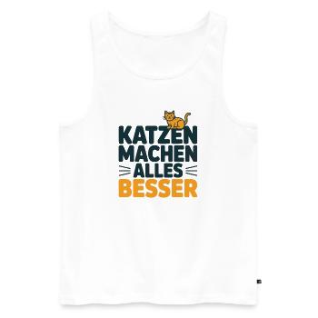 Katzen machen alles besser - Männer Premium Bio Tank Top - Weiß - Vorne - Michal (187cm)