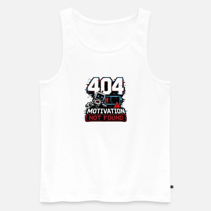 404 Motivation Not Found Roboter - Männer Premium Bio Tank Top - Weiß